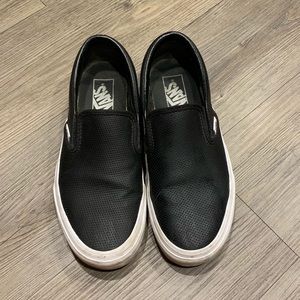 Vans for J Crew black perforated leather sneakers
